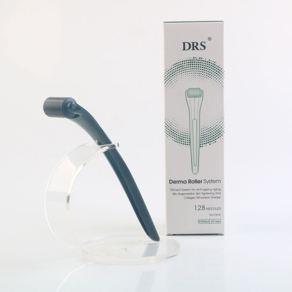 DRS 128 Derma Roller Dark Blue Microneedling Roller with Comfortable Handle For Wholesale