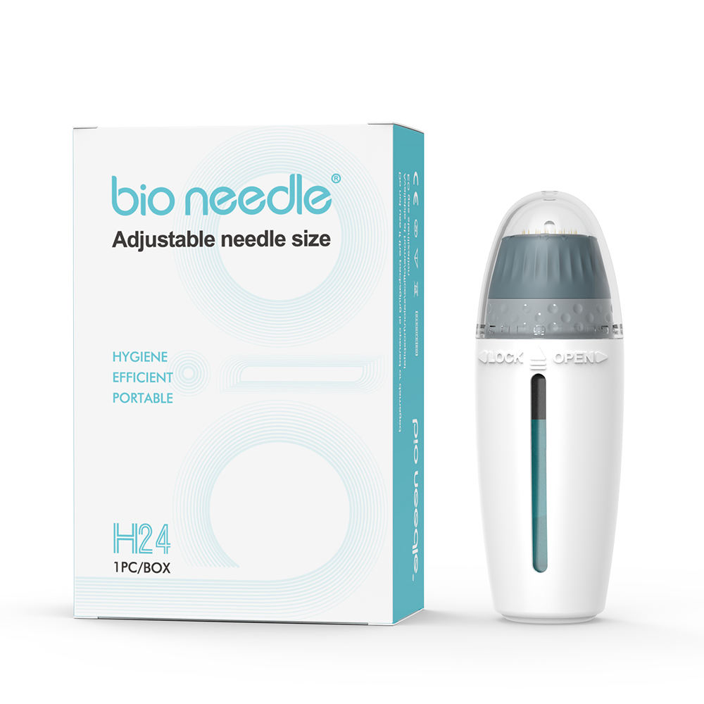 H24 Adjustable Microneedling Derma Stamp Factory Wholesale Adjustable Bio Needle Titanium Needle Derma Microneedle Stamp Needles for Mesotherapy Forehead Cheek Eye Body Skin Care