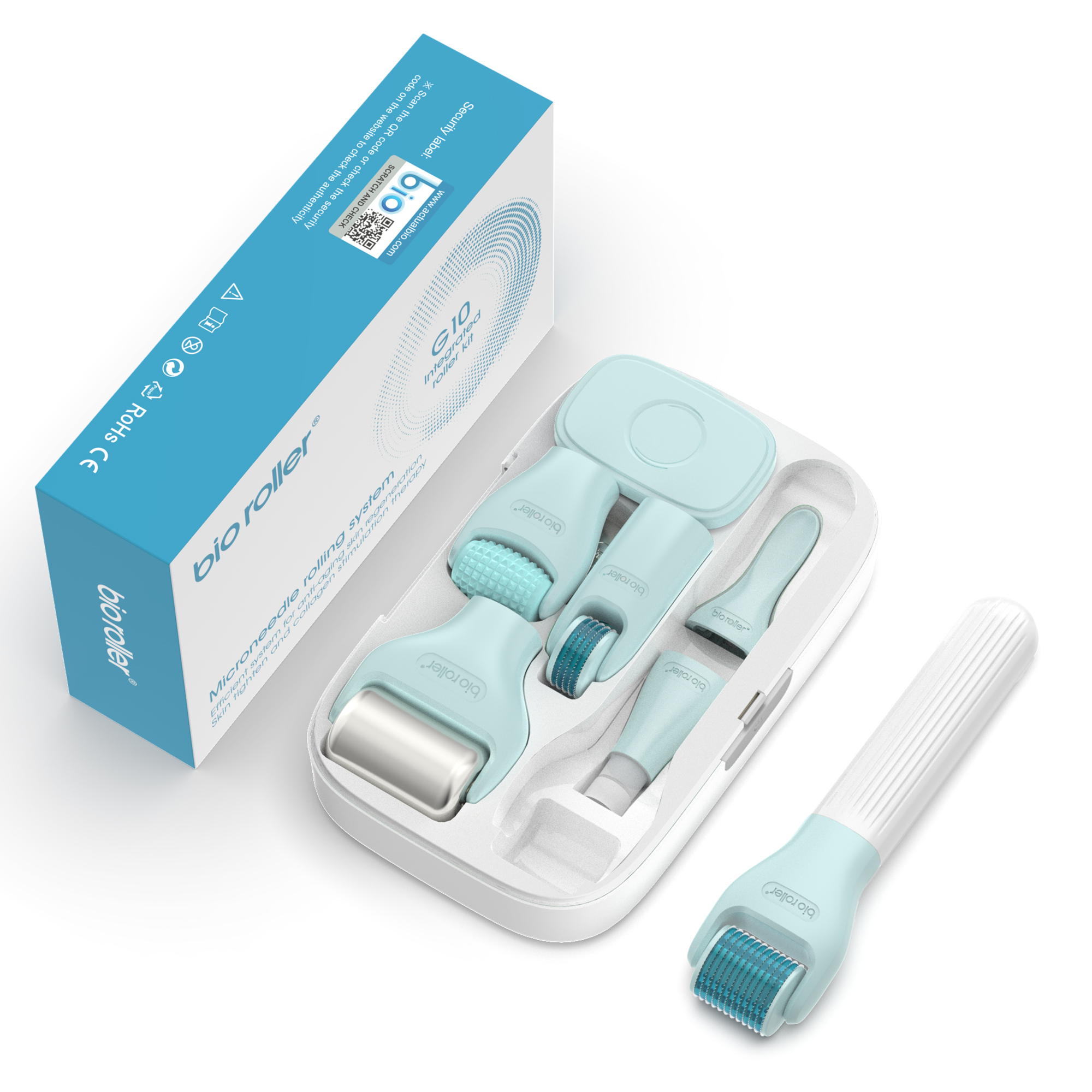 Derma Roller Kit 10 in 1 Plastic Microneedling Roller Bio Roller G10 Face Topical Ice Massage Skin Care Derma Replaceable Reduce Eye Wrinkles Skin Tightening Beauty Tool Kit For Treating Acne Scars And Hyper-pigmentation